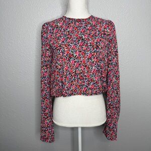 Pre-Owned Women AFRM multi-colored floral crop top Long Sleeve